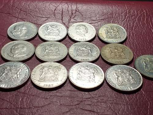 A LOT OF 13 RSA NICKEL 50 CENTS - ALL DIFFERENT DATES - [Bid per coin to take all.]