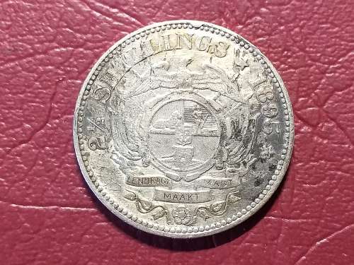 1895 ZAR STERLING SILVER 2.5 SHILLINGS