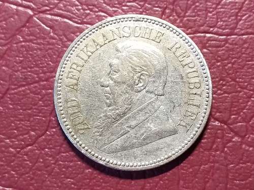 1895 ZAR STERLING SILVER 2.5 SHILLINGS