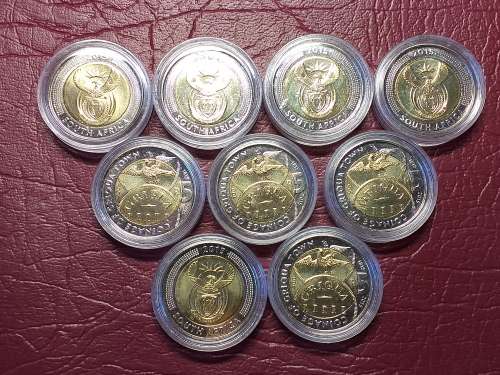 9 x RSA 2015 R5 COINS - GRIQUA - UNC - CAPSULED - [Bid per coin to take one or more]
