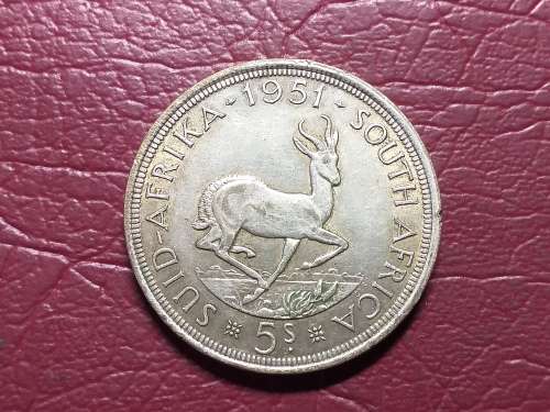 1951 SA UNION SILVER 5 SHILLINGS