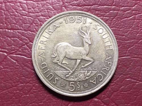 1951 SA UNION SILVER 5 SHILLINGS