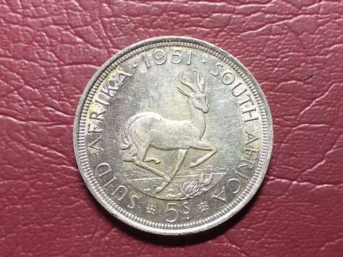 1951 SA UNION SILVER 5 SHILLINGS