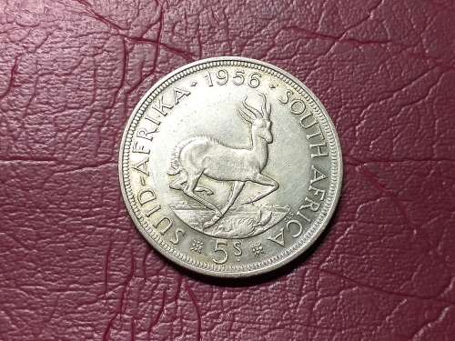 1956 SA UNION SILVER 5 SHILLINGS