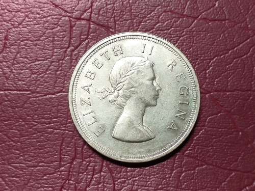 1956 SA UNION SILVER 5 SHILLINGS