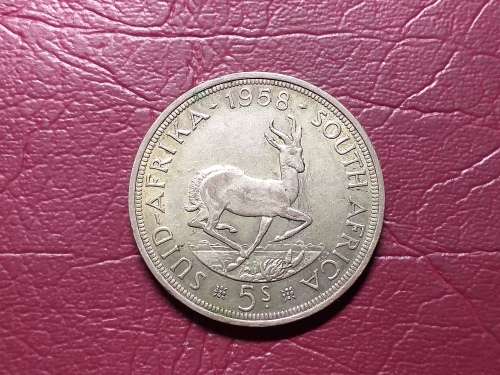 1958 SA UNION SILVER 5 SHILLINGS