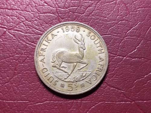 1958 SA UNION SILVER 5 SHILLINGS