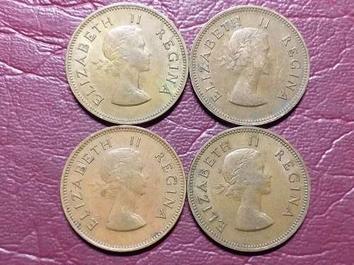 A LOT OF 4 x 1955 SA UNION HALF PENNIES - [Bid per coin to take all.]
