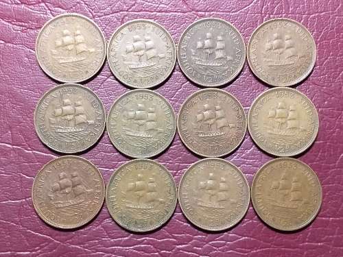 A LOT OF 12 x 1953. SA UNION HALF PENNIES - [Bid per coin to take all.]