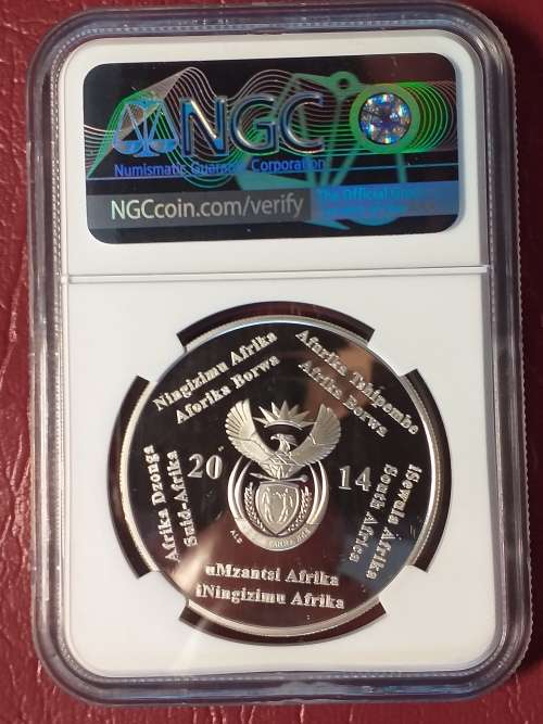 2014 RSA STERLING SILVER R2 - 20 YEARS OF DEMOCRACY - NGC GRADED PF 69 ULTRA CAMEO - [RARE]
