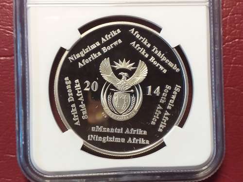 2014 RSA STERLING SILVER R2 - 20 YEARS OF DEMOCRACY - NGC GRADED PF 69 ULTRA CAMEO - [RARE]