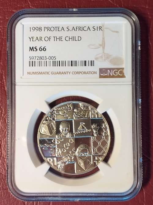 1998 RSA SILVER RAND - YEAR OF THE CHILD - NGC GRADED MS 66 - RARE