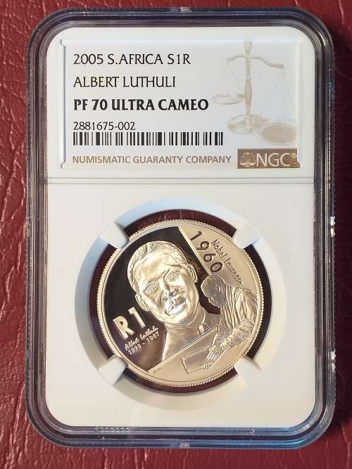 2005 RSA SILVER RAND - ALBERT LUTHULI - NGC GRADED PF 70 ULTRA CAMEO