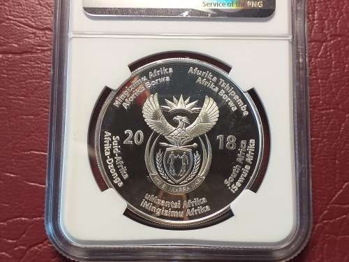 2018 RSA  STERLING SILVER 50 Rand - Nelson Mandela - The Statesman - NGC GRADED PF 68 ULTRA CAMEO