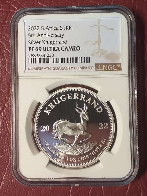 2022 RSA SILVER KRUGERRAND - NGC GRADED PF 69 ULTRA CAMEO
