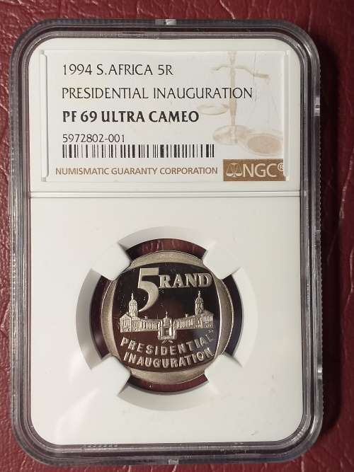 PF 69 ULTRA CAMEO 1994 RSA R5 PRESIDENTIAL INAGURATION - NGC GRADED