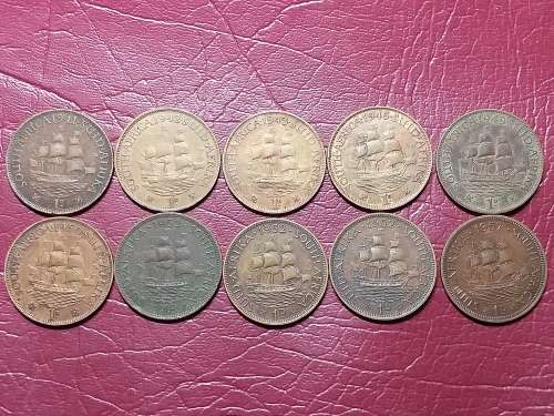 A LOT OF 10 SA UNION PENNIES - [Bid per coin to take all.]