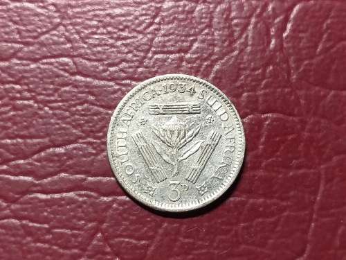 1934 SA UNION SILVER 3 PENCE