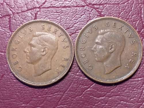2 x 1952 SA UNION PENNIES - [Bid per coin to take all.]