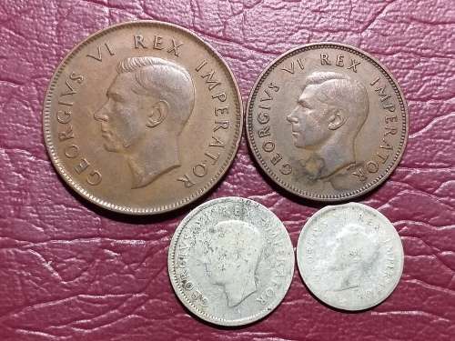 A LOT OF 4 x 1941 SA UNION COINS