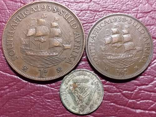 A LOT OF 3 x 1938 SA UNION COINS