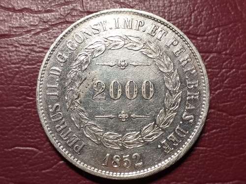 1852 BRAZIL SILVER 2000 Réis- Pedro II