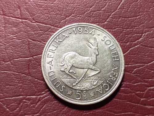 1954 SA UNION SILVER 5 SHILLINGS - [RARE]