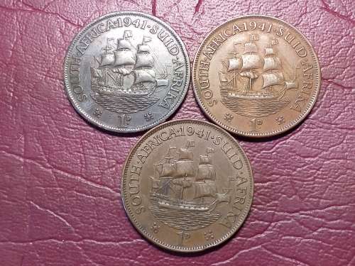A LOT OF 3 SA UNION PENNIES - [Bid per coin to take all.]