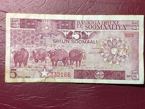 1986 SOMALIA 5 Shilin / 5 Shillings NOTE
