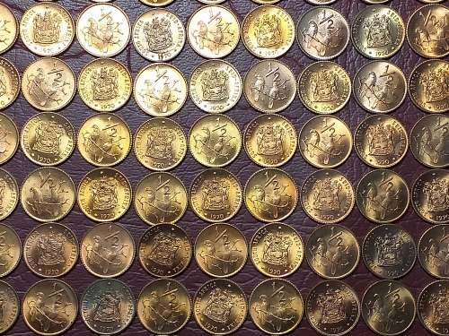 A LOT OF 100 x 1970 RSA BRONZE ½ Cents - ALL BRILLIANT MINT STATE - [Bid per coin to take all.]
