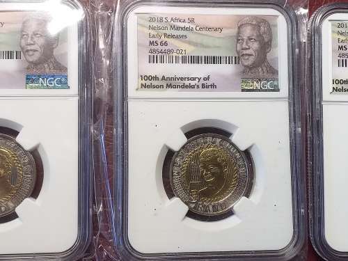 3 x 2018 RSA R5 - MANDELA CENTENARY EARLY RELEASES - NGC GRADED MS 65/66/67