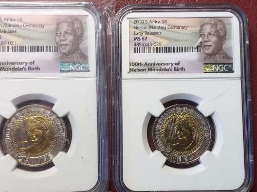 3 x 2018 RSA R5 - MANDELA CENTENARY EARLY RELEASES - NGC GRADED MS 65/66/67