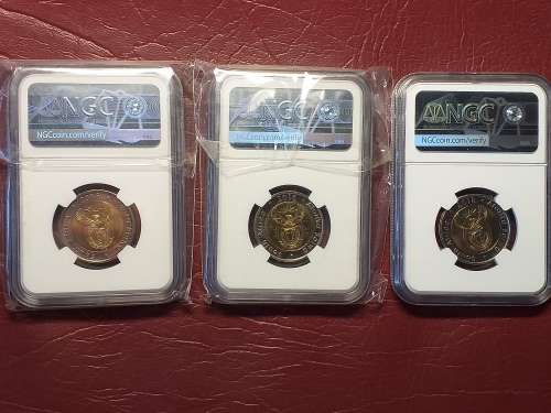 3 x 2018 RSA R5 - MANDELA CENTENARY EARLY RELEASES - NGC GRADED MS 65/66/67