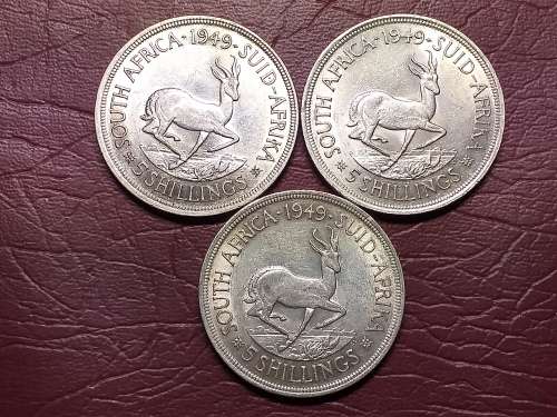 A LOT OF 3 x 1949 SA UNION 5 SHILLINGS - [Bid per coin to take all.]