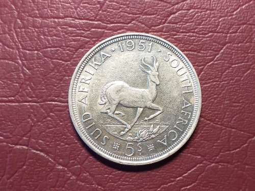 1951 SA UNION SILVER 5 SHILLINGS