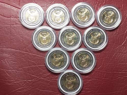 A LOT OF 10 x 2023 RSA R5 COINS - MINT STATE CAPSULED - [Bid per coin to take all.]