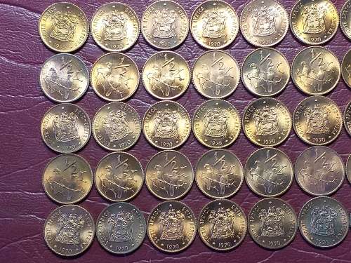 A LOT OF 50 x 1970 RSA BRONZE ½ Cents - BRILLIANT MINT STATE - [Bid per coin to take all.]