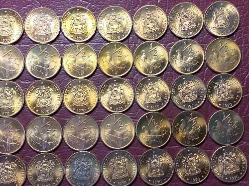A LOT OF 50 x 1970 RSA BRONZE ½ Cents - BRILLIANT MINT STATE - [Bid per coin to take all.]