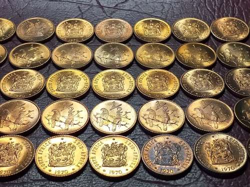 A LOT OF 50 x 1970 RSA BRONZE ½ Cents - BRILLIANT MINT STATE - [Bid per coin to take all.]