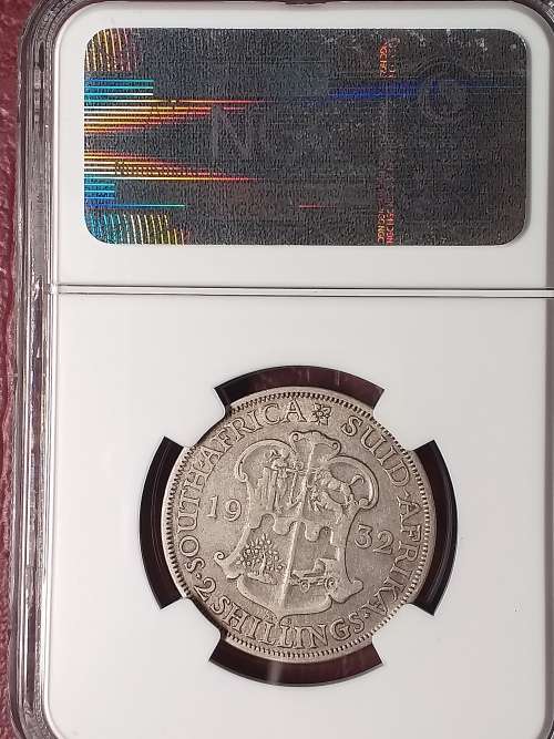 1932 SA UNION SILVER 2 SHILLINGS - NGC GRADED FINE DETAILS