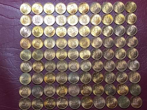 A LOT OF 100 x 1970 RSA BRONZE ½ Cents - BRILLIANT MINT STATE - [Bid per coin to take all.] A RELIST