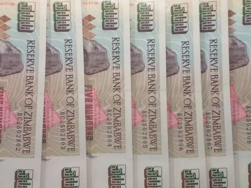 9 x ZIMBABWE 500 Dollar Notes IN SEQUENCE - MINT STATE