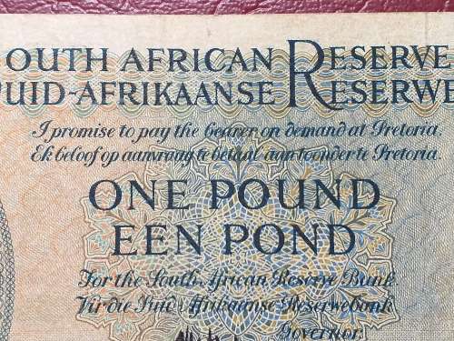 1959 SA RESERVE BANK ONE POUND NOTE - M.H. DE KOCK