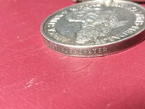WW2 Africa Service SILVER Medal Without Ribbon - [102837 K.B. CHATER] - [33 gram]