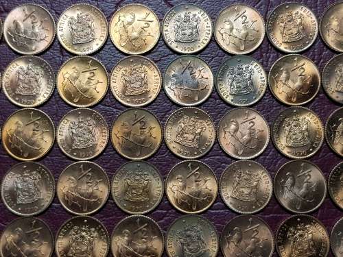 A LOT OF 50 x 1970 RSA BRONZE ½ Cents - BRILLIANT MINT STATE - [Bid per coin to take all.]