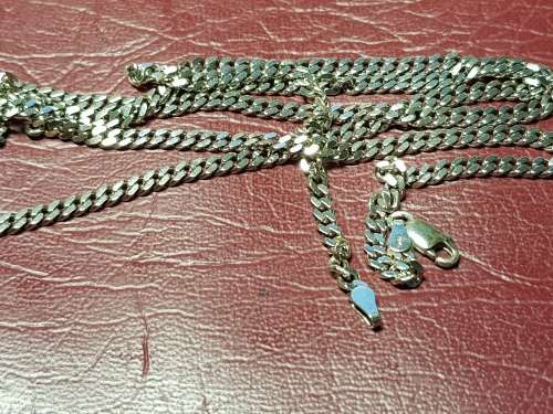 LOVELY LONG GENUINE SOLID STERLING SILVER NECKLACE WITH ITALIAN CLASP IN VERY GOOD CONDITION - [18g]