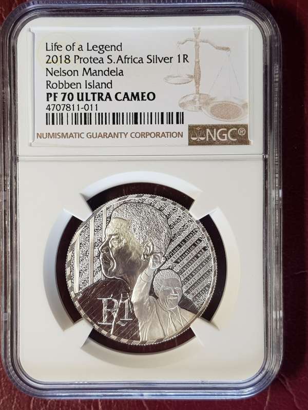 PF 70 ULTRA CAMEO NGC GRADED 2018 RSA PROTEA SILVER R1 - ROBBEN ISLAND
