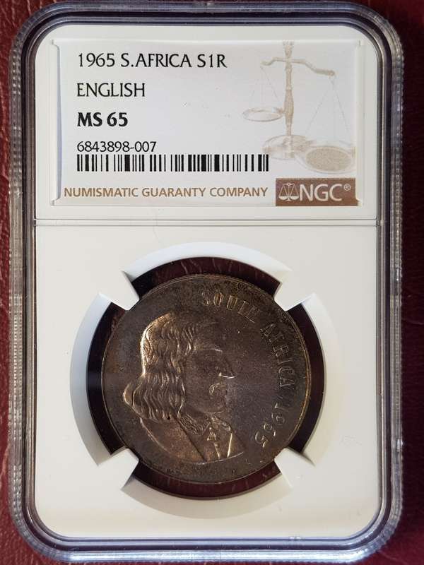 MS 65 NGC GRADED 1965 RSA SILVER R1 - ENGLISH