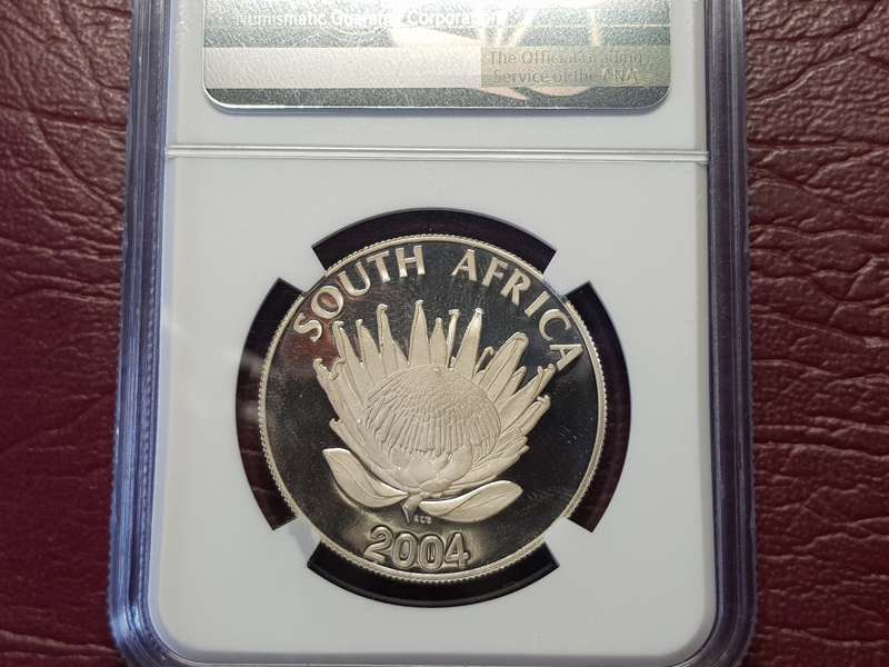 PF 69 ULTRA CAMEO 2004 RSA SILVER RAND - DEMOCRACY ANNIVERSARY - NGC GRADED