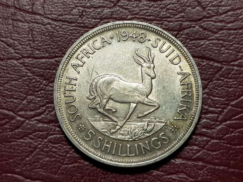 1948 SA UNION SILVER 5 SHILLINGS